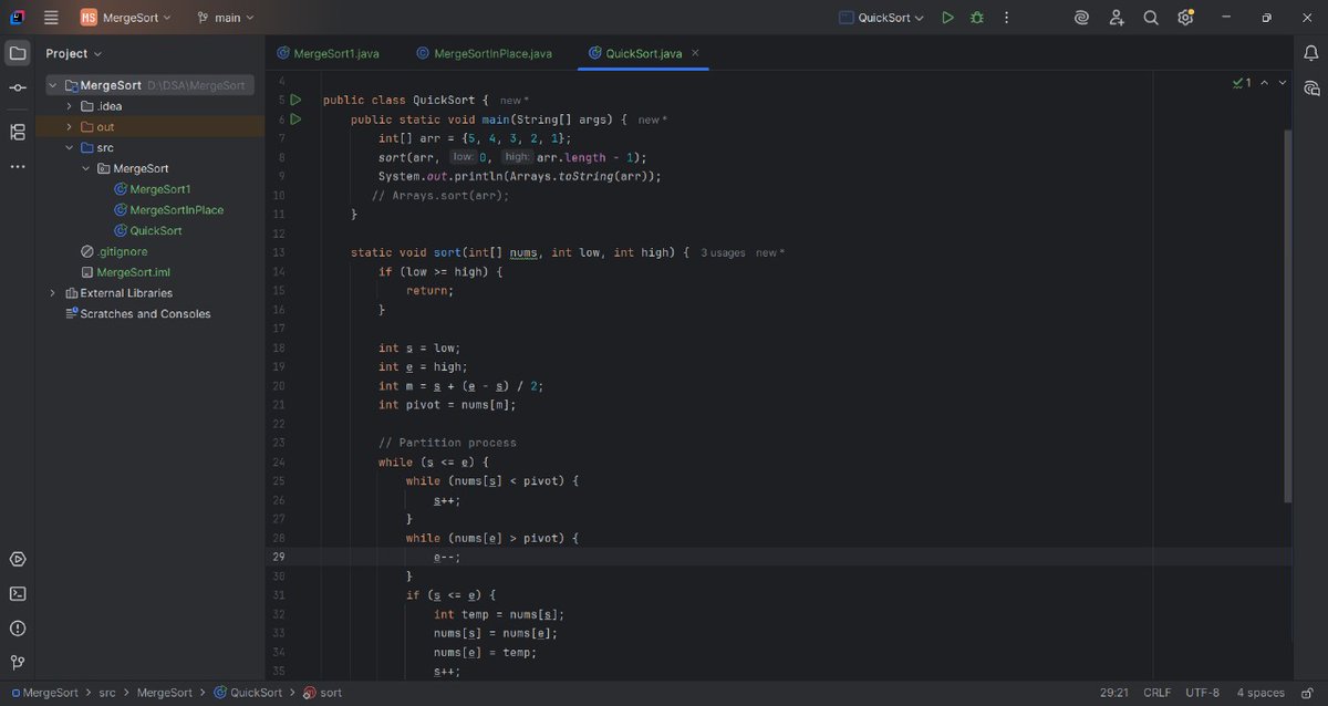 SaurabhSin8534's tweet image. 🎯 DAY 65 of #100DaysOfCode 

&amp;gt;Not updated GitHub and missed the yesterday leetcode also 

&amp;gt;Completed the Quick sort @kunalstwt 

&amp;gt;Solved the leet code problem of sorting an array (912) by Quick sort 

&amp;gt;No web dev 

💻 Yesterday I missed task which I am doing..

#CodingLife #dsa