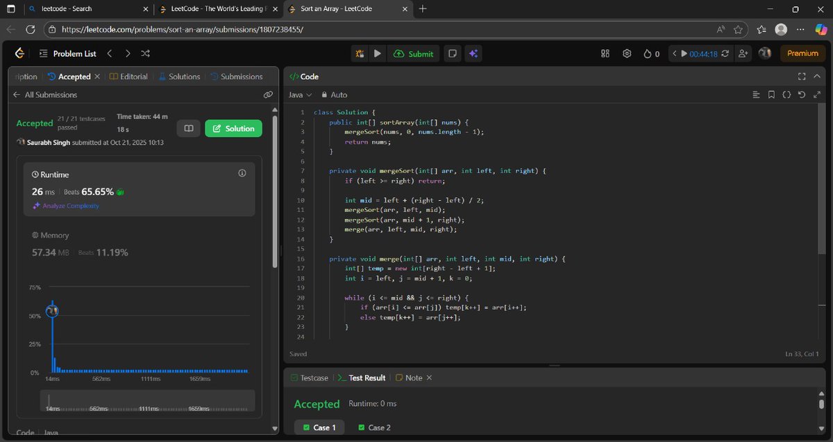 SaurabhSin8534's tweet image. 🎯 DAY 65 of #100DaysOfCode 

&amp;gt;Not updated GitHub and missed the yesterday leetcode also 

&amp;gt;Completed the Quick sort @kunalstwt 

&amp;gt;Solved the leet code problem of sorting an array (912) by Quick sort 

&amp;gt;No web dev 

💻 Yesterday I missed task which I am doing..

#CodingLife #dsa
