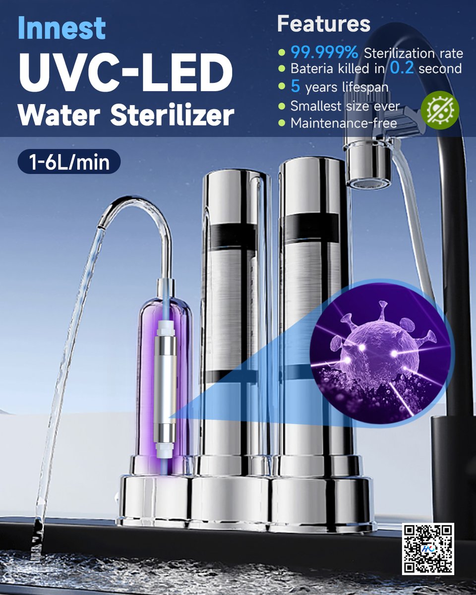 HC_HITECH's tweet image. ✨ A game-changing installation like no other! 🚀
Within 0.2 seconds rapid sterilization, our Innest UVC-LED Water Sterilizer eliminates 99.999% of harmful bacteria and viruses from your water — making every sip safer for you and your family. 💧✅
#WaterSafety #UVCLED #Innest