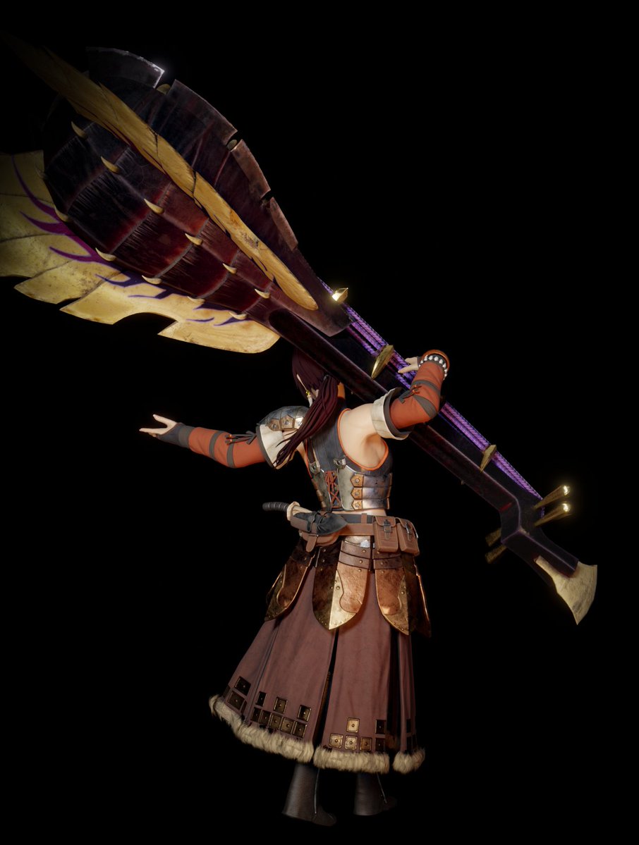 Huntress model with Magnamalo Hunting Horn(Hunting Shamisen?) for <a href="/Ch0nky_/">Ch0nky_</a> !
entirely modeled, textured, and rigged by yours truly.