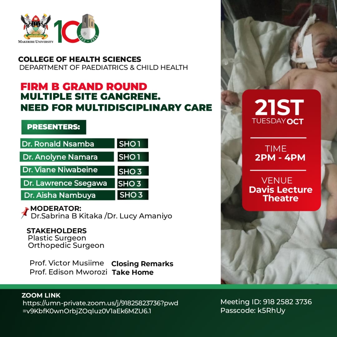 Join in for the grandround this afternoon led by our esteemed colleagues on multiple site gangrene.