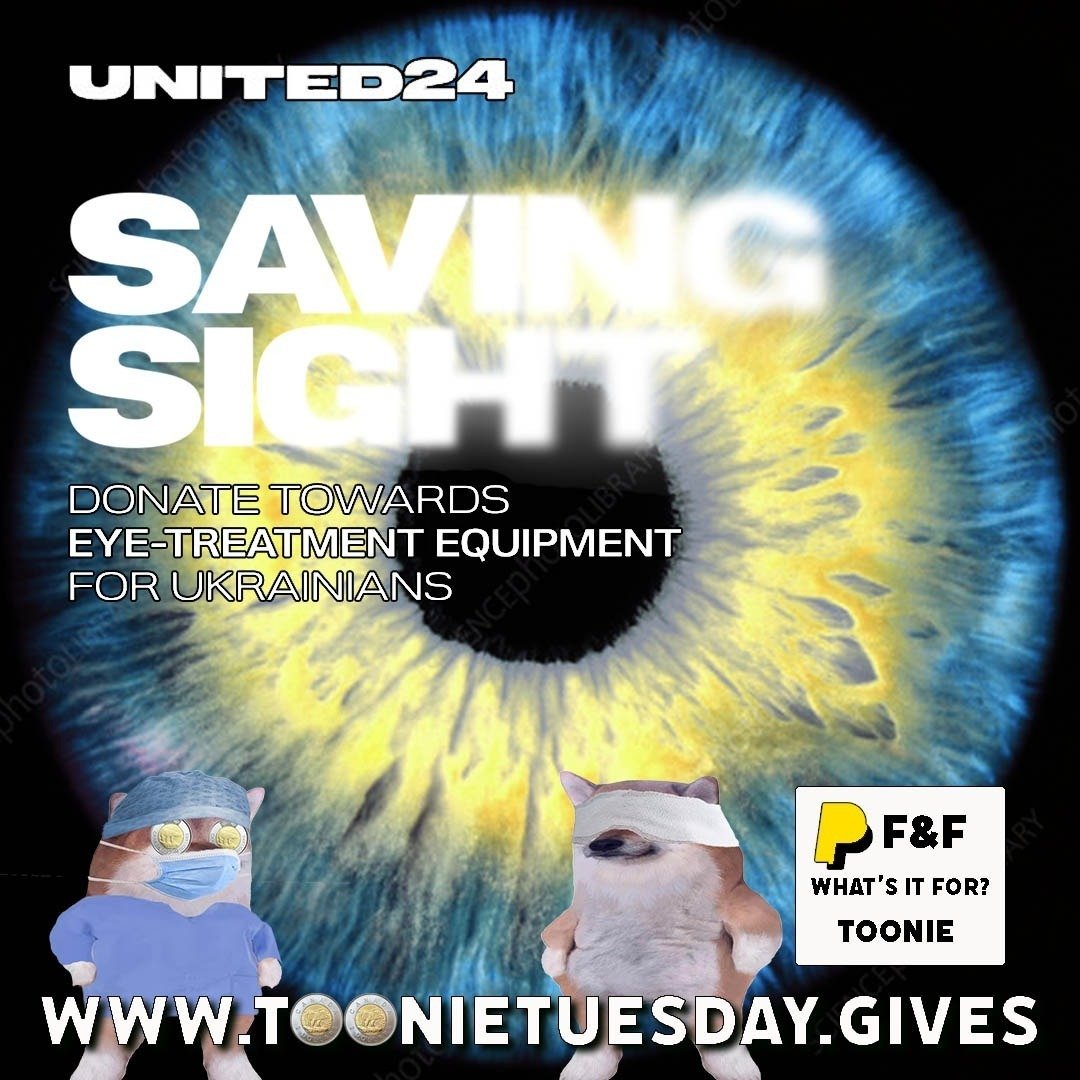 toonie_tuesday's tweet image. 👁️Saving Sight👁️ 

It’s Toonie Tuesday!!! 

This week Toonie Tuesday is proud to support @U24_gov_ua in raising funds for 6 sets of cutting-edge ophthalmic equipment for “Saving Sight” to restore sight to Ukrainians injured by war.  From drone fragments to blast trauma, eye…