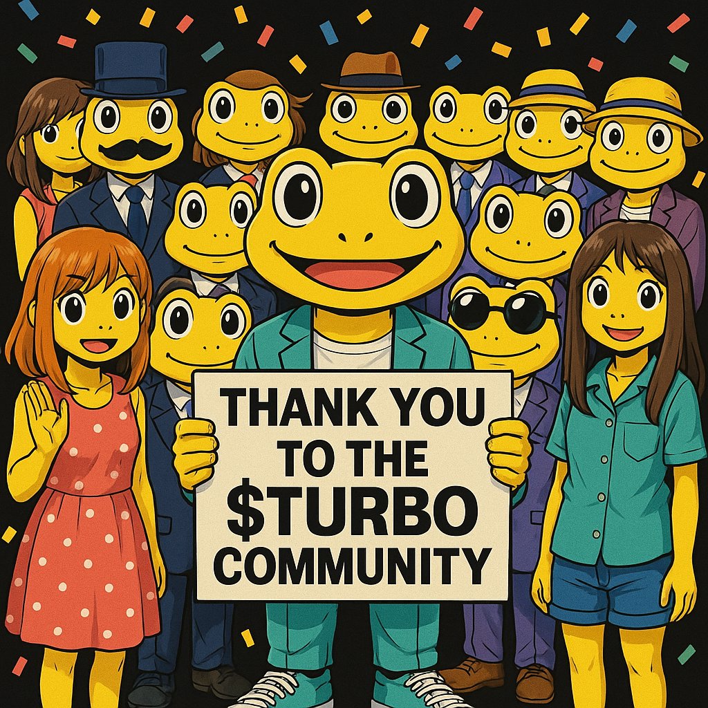 TurboTorge's tweet image. Thank you, $TURBO community, for your unstoppable energy, daily grind, and the incredible vibes you bring every single day. 
You’re the heartbeat of this movement!
Together we turn memes into magic. 💛🚀