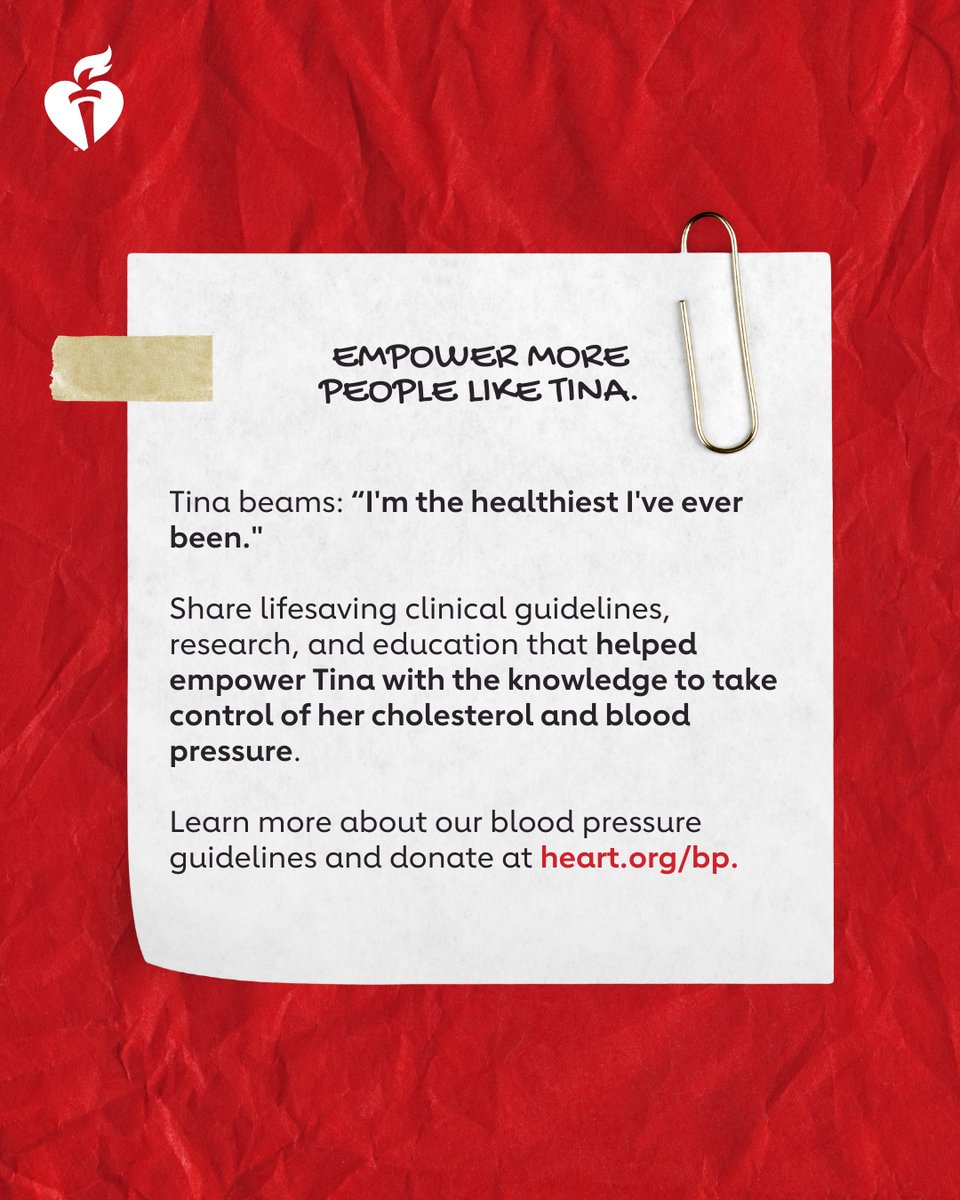 Tina went from college track star to busy mom w/ high blood pressure &amp; high cholesterol—until a wake-up call &amp; American Heart Association guidelines helped her take back her health.

✍️💖 Share Your Heart/Stroke Story Here: spr.ly/6019AfmMW

#AmericanHeartAssociation
