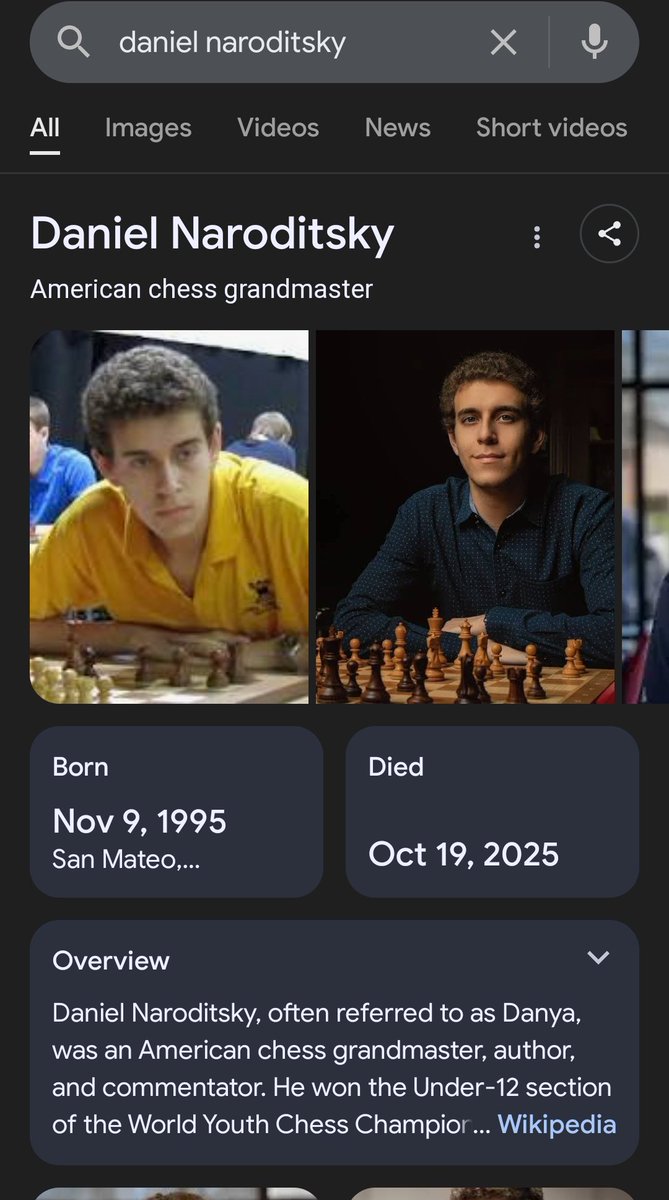 b4p2max's tweet image. ♟️ Daniel Naroditsky- chess Grandmaster

Born Nov 9, 1995 — a Life Path 8 pig sign in Chinese astrology dyes in his enemy year October 19 2025.

The chess world lost a bright soul, but his light and lessons stay with us forever. ♟️💫

#DanielNaroditsky #ChessLegend
#GG33 #Chess