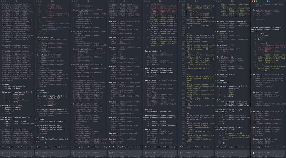 andyrewlee's tweet image. 8 codex agents parallelized with git worktrees