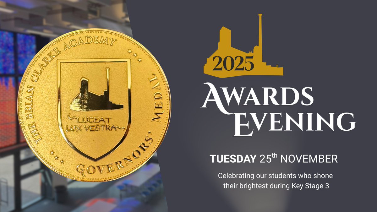 We’re excited to announce The Brian Clarke Academy’s first Awards Evening!🏅

On Tuesday 25th November we will be celebrating our students who have shone the brightest, come the furthest, and made the biggest difference in our school community  during their Key Stage 3 journey