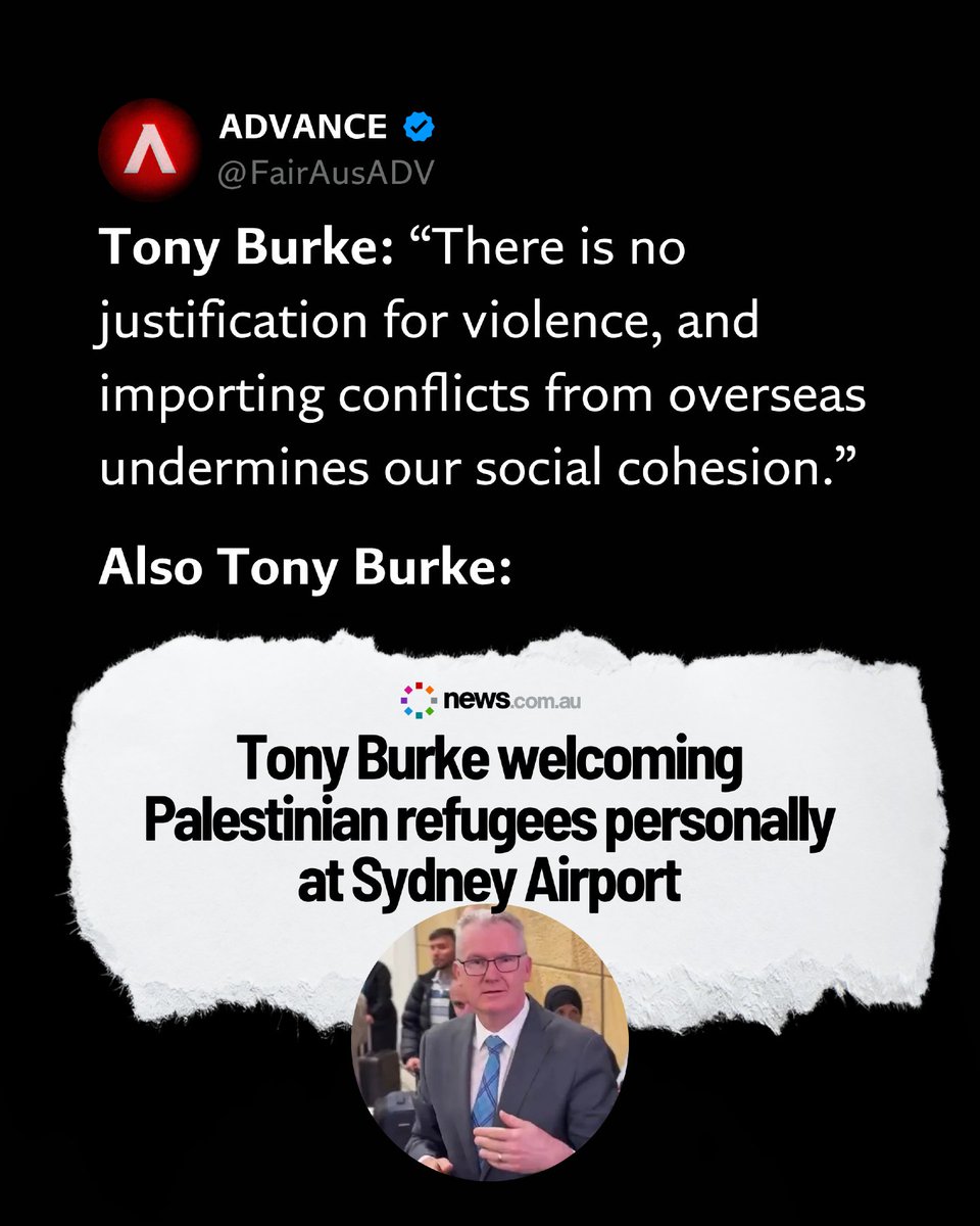 Tony Burke, who is literally importing conflict from overseas, says we shouldn't be importing conflicts from overseas.

You can't make this stuff up.