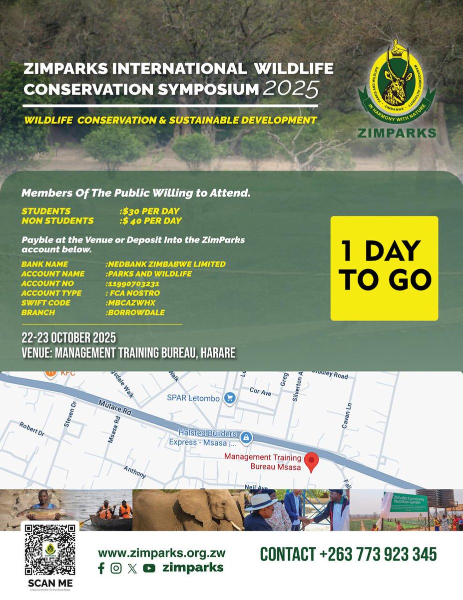 1 DAY TO GO!!! First Zimparks International Wildlife Conservation Symposium 2025
#wildlife
#conservation
#symposium
#inharmonywithnature