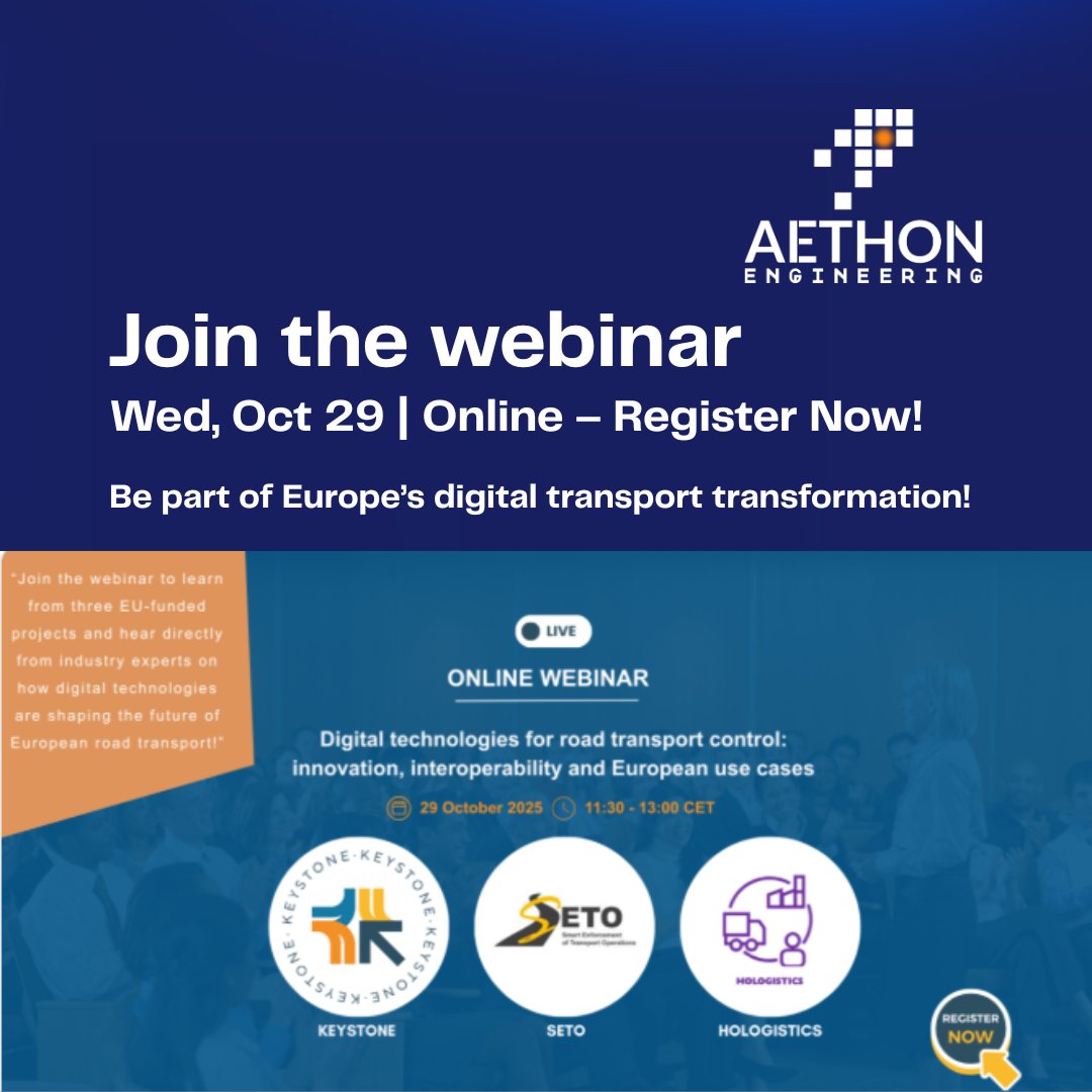 Remember the KEYSTONE Project?
Join a webinar on Oct 29 to see how digital tech is transforming EU roadside inspections &amp; logistics! #AI #AETHONGR