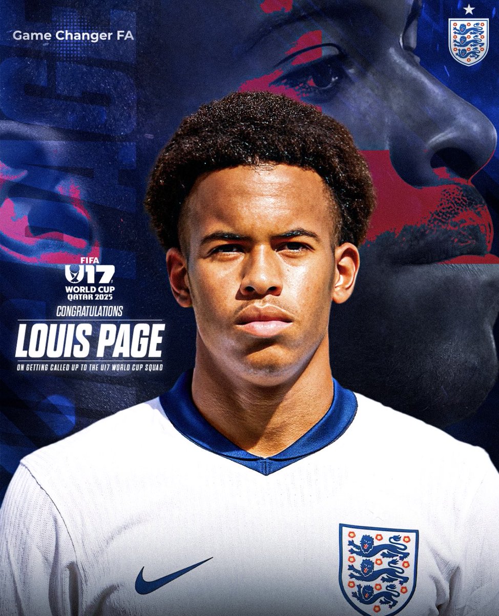 🎉 CONGRATULATIONS TO LOUIS PAGE⚽

Delighted to announce that Louis Page has been selected for the England U17s FIFA World Cup squad heading to Qatar next month!

From everyone at GCFA - congratulations Louis!

#LouisPage #EnglandU17s #FIFAU17WorldCup #Qatar #GCFA