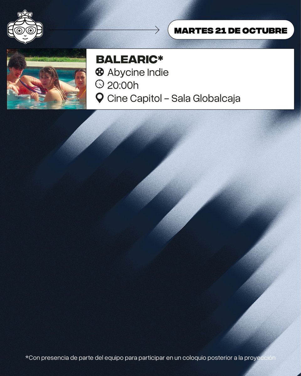 🔵 HOY EN ABYCINE | MARTES 21 OCT

Arranca oficialmente el 10° aniversario de Abycine Lanza 2025 y contaremos con la primera proyección: ‘Balearic’.

🎟️ Consigue tus entradas en globalentradas.com y en las taquillas del Espacio Abycine @somosglobalcaja (Plaza del Altozano)
