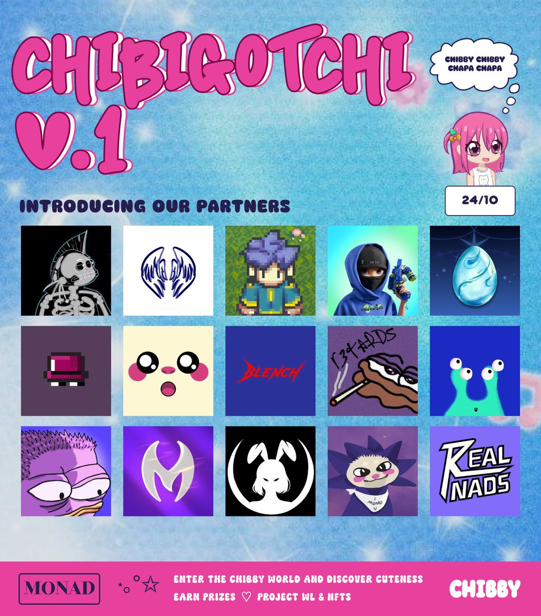 Chibigotchi is a place where you can play and earn! 🩵

To give back to the community we partnered with the best Monad projects to drop a massive golden prize pool 

This is your chance to win exclusive rewards in a fun way （≧∇≦）