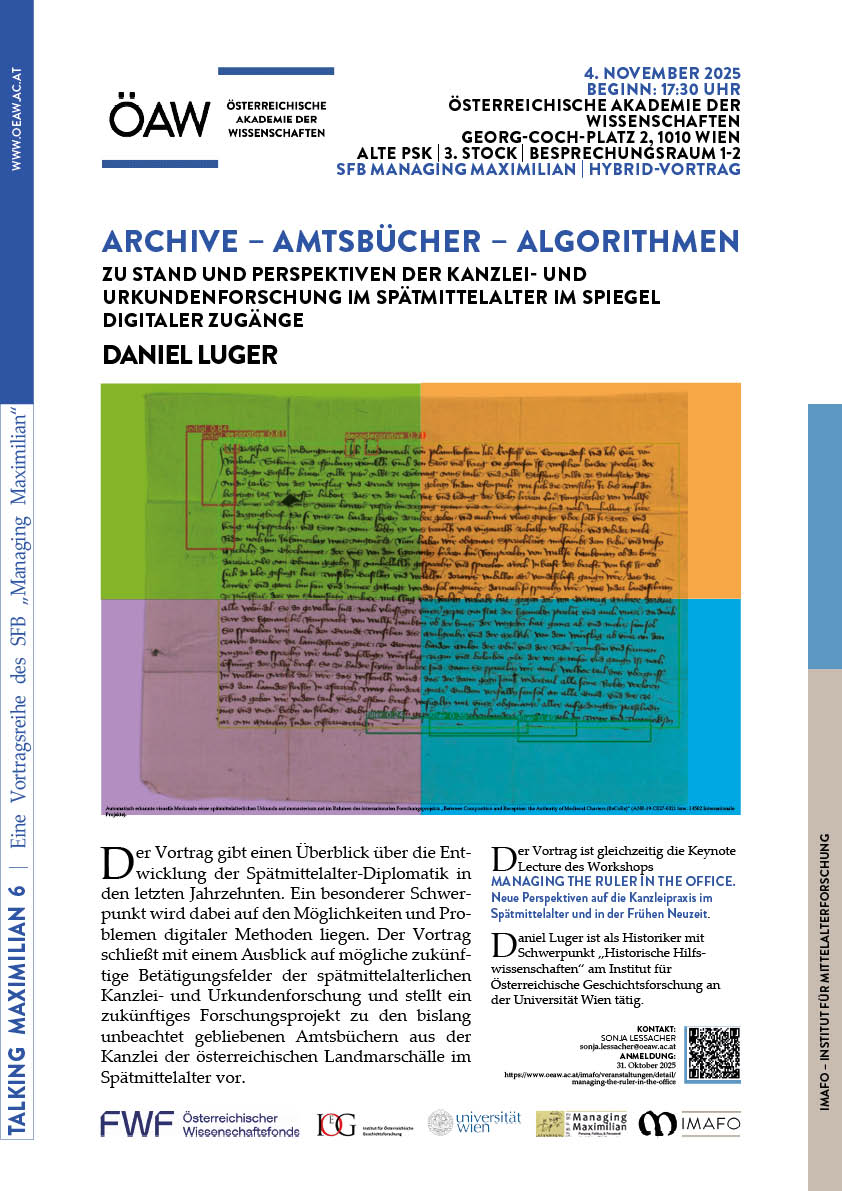 #ManagingMaximilian lädt am 4. November zum 6. Talking Maximilian ein!
manmax.hypotheses.org/6083
<a href="/imafo_oeaw/">IMAFO</a> <a href="/ManMaxSFB9200/">SFB ManMax Project</a>