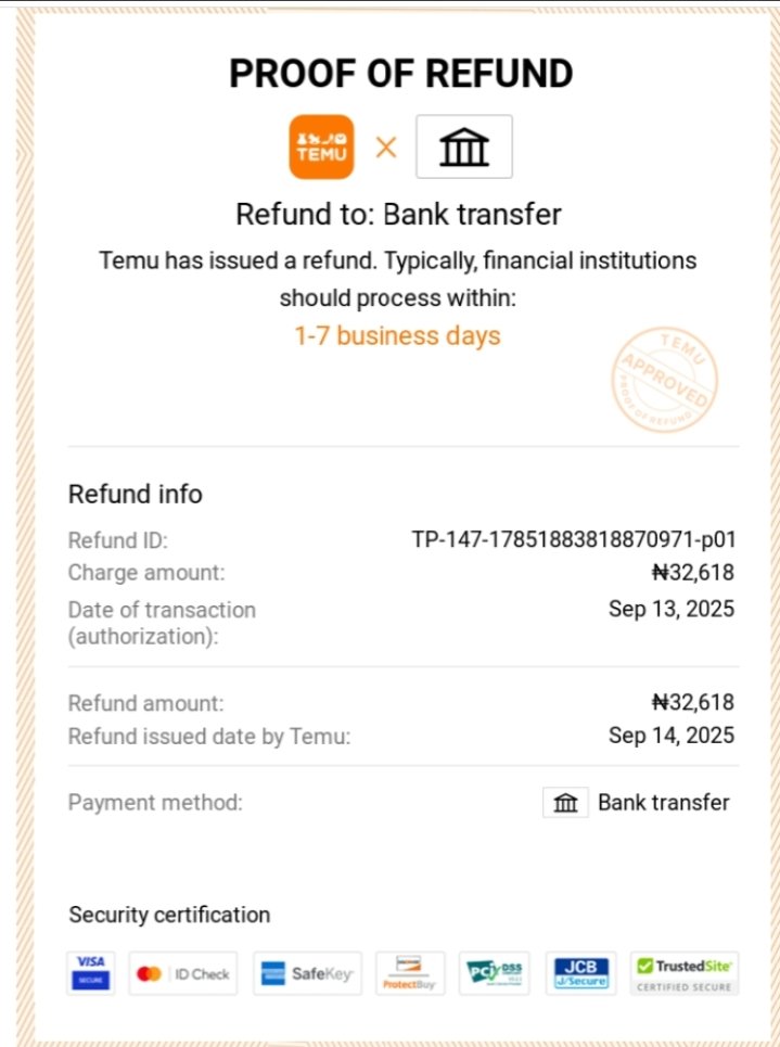 PkRock1's tweet photo. @myaccessbank @myaccessbank I’m yet to receive my refund for a cancelled TEMU order since Sept 13, 25 saying it’s “resolved” yet no refund in my account. Your customer care lines don’t connect, automated system’s a mess. Kindly fix this and have a senior staff reach out ASAP! https://t.co/UjrLMFnIGC