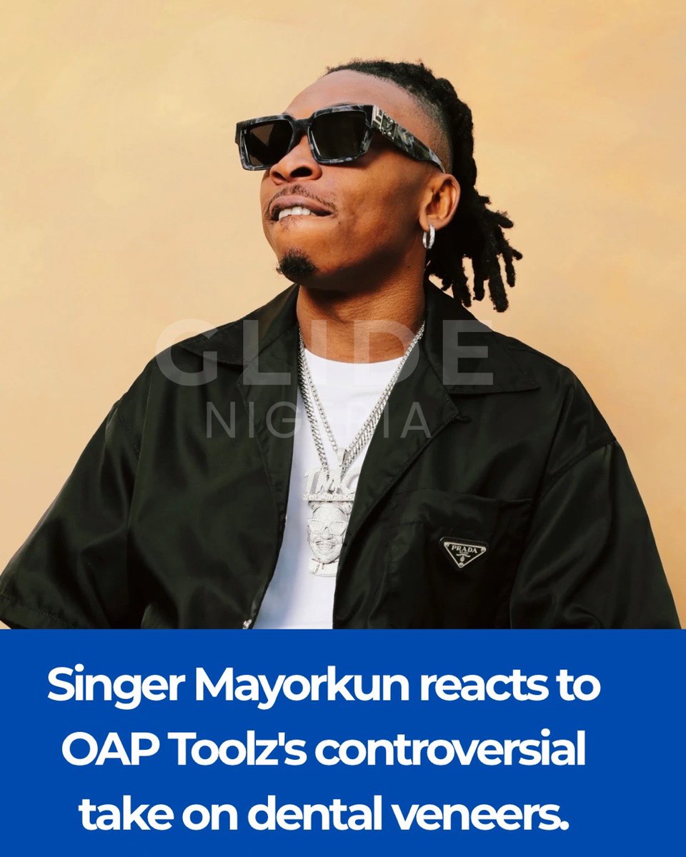 glidenigeria's tweet image. Mayorkun calls out the extreme veneers trend after OAP Toolz&apos;s take, saying almost everyone has &apos;head lamp&apos; teeth now. 

#Mayorkun #Toolz #DentalVeneers #MayorkunReacts #CelebrityNews #Controversy #NigerianMusic