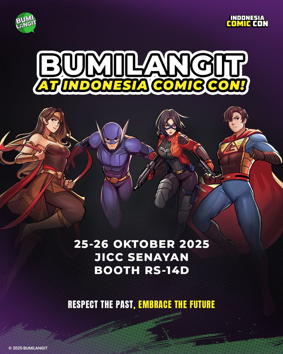 BumilangitID's tweet photo. Bumilangit akan hadir di INDONESIA COMIC CON!
Jangan lupa untuk mampir ke booth kalau kalian ingin beli merch dengan SPECIAL PRICE dan bermain game seru demi kesempatan untuk mendapatkan MERCH GRATIS! 👀🔥
#Bumilangit #indonesiacomiccon #SriAsih #Gundala #Tira #Godam https://t.co/YOjbPJZ1ek