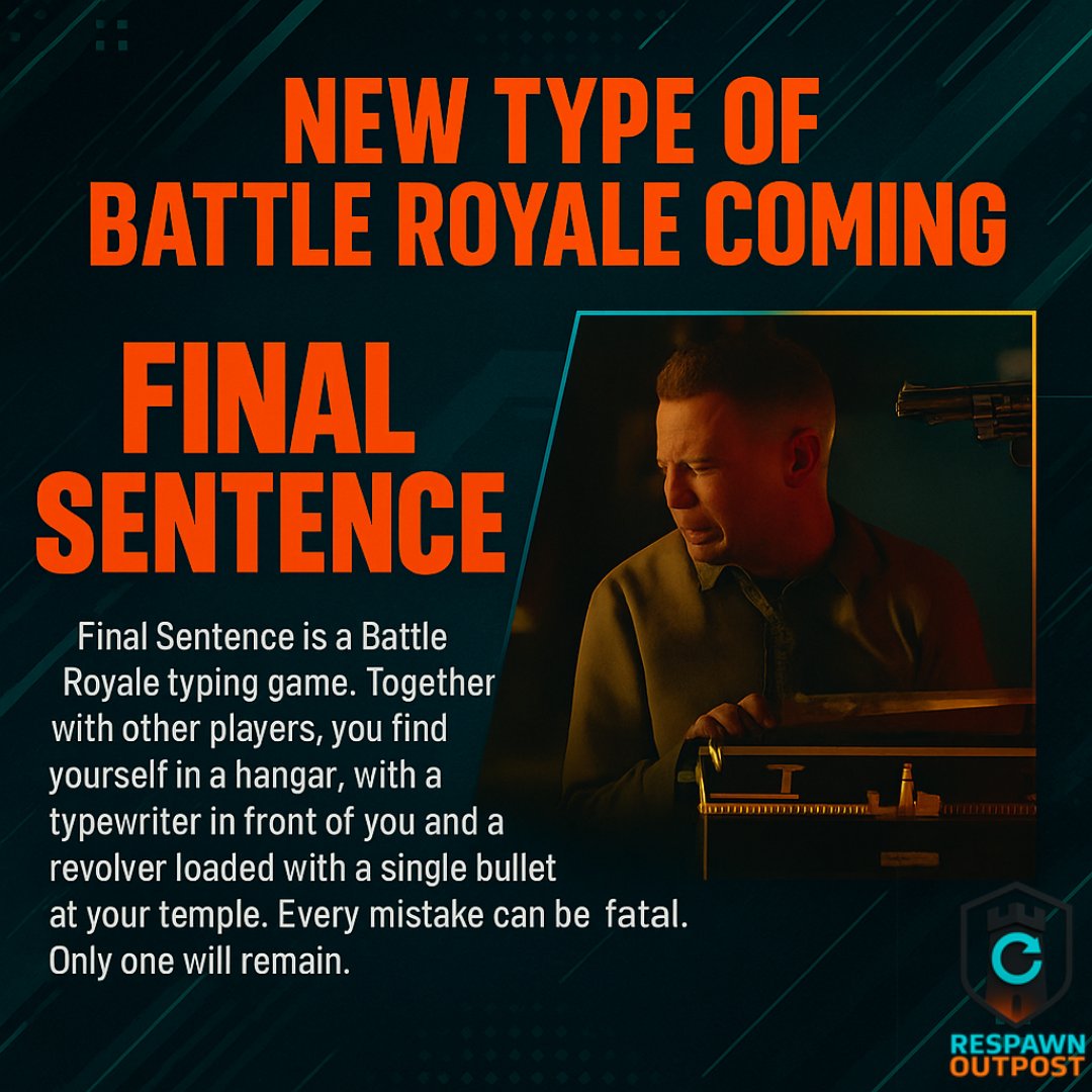 Respawn_Outpost's tweet image. Every mistake could be your last.
Final Sentence, the world’s first Battle Royale typing game.

Type fast. Miss once. Die trying.

Only one will remain. 

#FinalSentence #gamingnews #respawnoutpost #followus