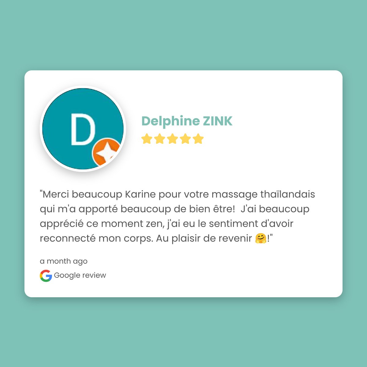 Encore un superbe témoignage! Quel bonheur d'avoir des clients géniaux!

Prenez soin de vous 🌿

#massage #massagebienetre #sante #bienetre #relaxation #emotions #boncadeau #sophrologie #antiage #acupression #antistress #fascia #bio #massageaixenprovence #aixendetente