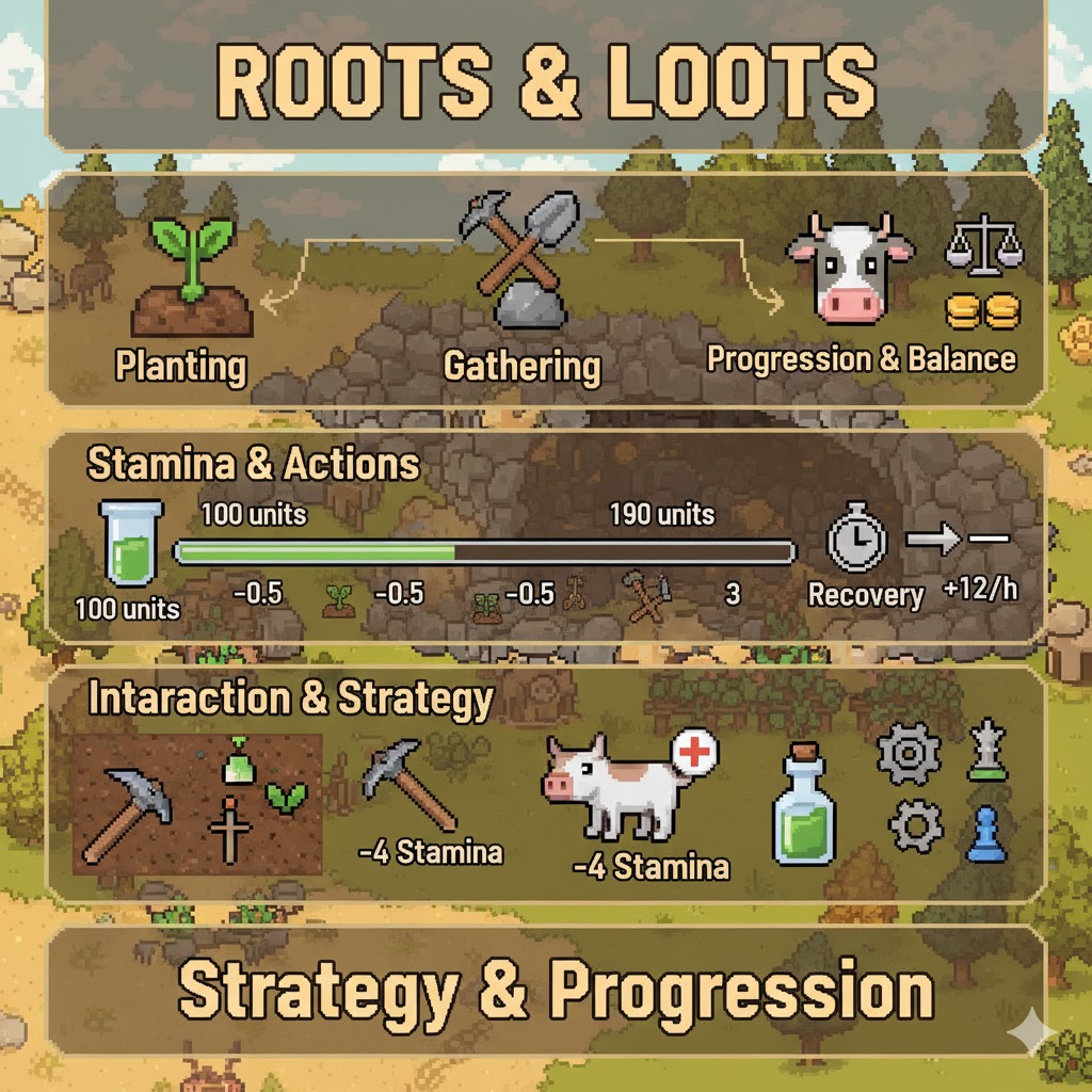 🚨 DEEP DIVE: The Core Mechanics of Roots &amp; Loots! ⚖️

We're pulling back the curtain on the core systems that make <a href="/RootsandLoots/">Roots & Loots Game</a> a rewarding strategic experience! It's all about balancing your Stamina and choosing your specialization.

Farming &amp; Stamina Strategy

Progression