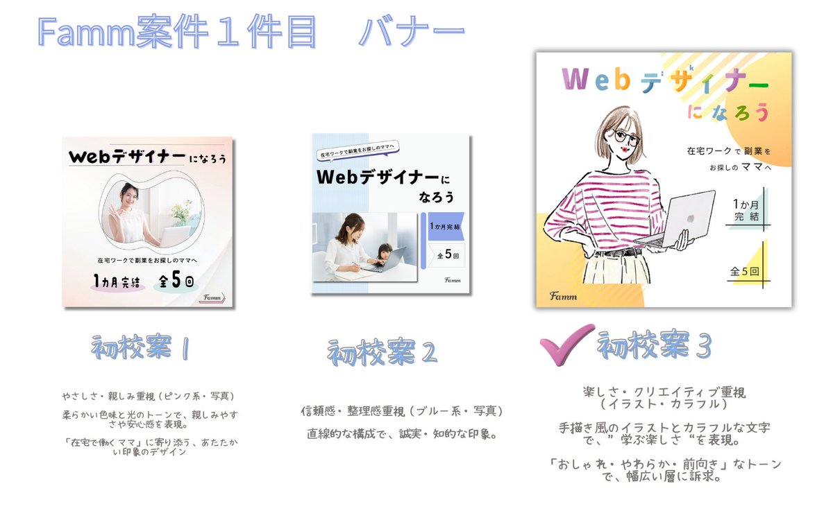 rie43612's tweet photo. Fammスクール卒業して早２カ月・・・
１回目のお仕事受注で納品しました(*^^*)
今回は３案件目でした。
次はチラシを依頼してみました🙂頑張ります!!
#fammスクール  #famm卒業生 https://t.co/tT5aZIqpxQ