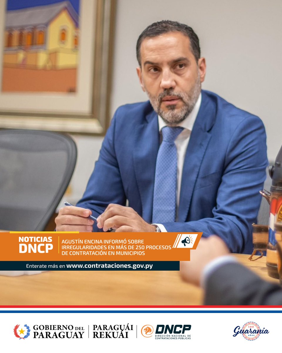 dncp_py's tweet image. 📰 Agustín Encina informó sobre irregularidades en más de 250 procesos de contratación en municipios.
Leé más en 🔗 bit.ly/Procesos_Irreg…