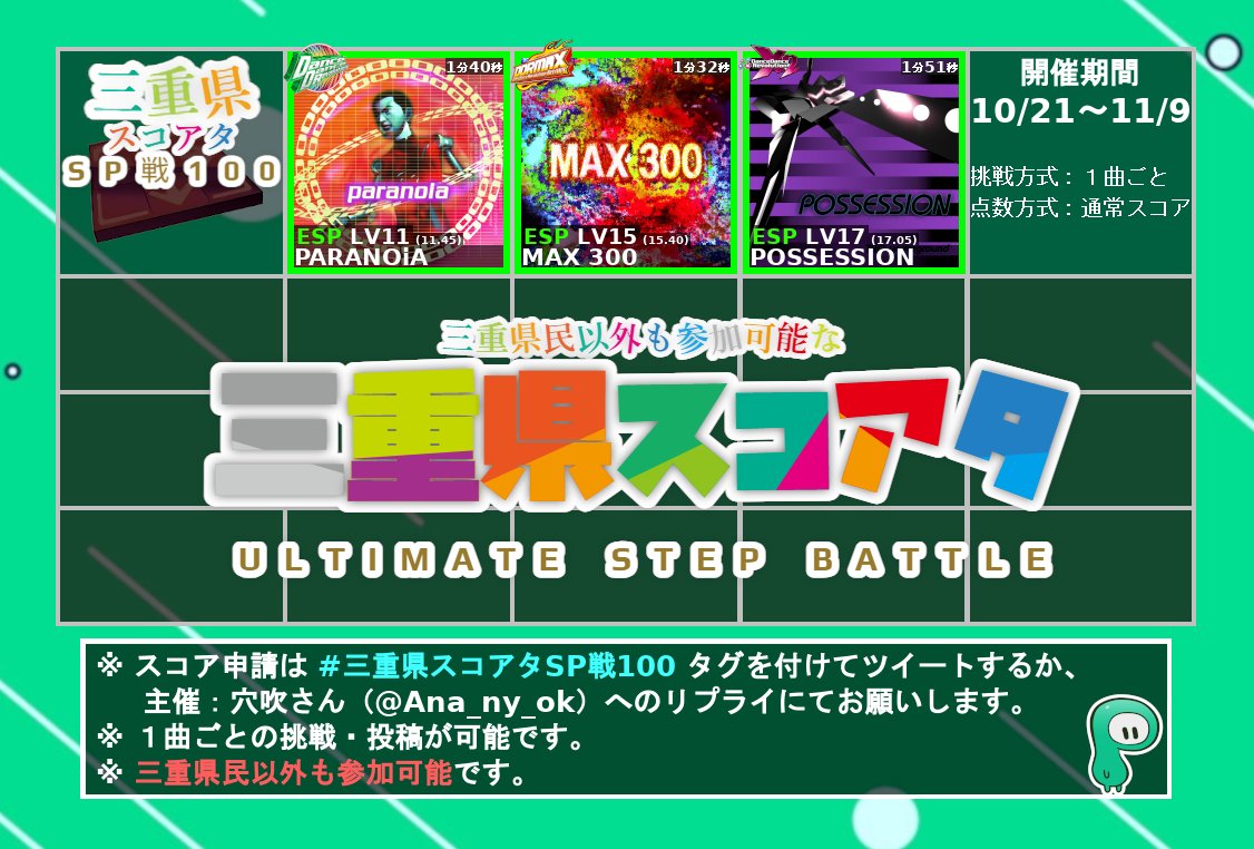Ana_ny_ok's tweet image. 急に寒くなったので三重スコやります!
#三重県スコアタSP戦100(1枚目)
ESP11 PARANOiA
ESP15 MAX 300
ESP17 POSSESSION
#三重県スコアタDP戦102(2枚目)
CDP9 DYNAMITE RAVE ("AIR" Special)
CDP11 TWINKLE♡HEART
CDP13 Right on time (Ryu☆Remix)