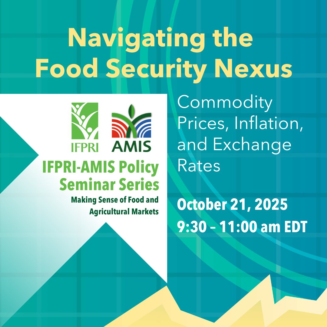 IFPRI's tweet image. 🔔 #IFPRIPolicySeminar TODAY @ 9:30 AM ET🔔
Tune in on X or at any of these links:
🎫 bit.ly/Food-Security-
🤝 bit.ly/Food-SecurityFB
💼 bit.ly/Food-Security-…
▶️ bit.ly/ifpriYT
@AMISoutlook @CGIAR @JoeGlauber1 @aheliacerta @FabioGSanteramo @FAO @OECDeconomy…