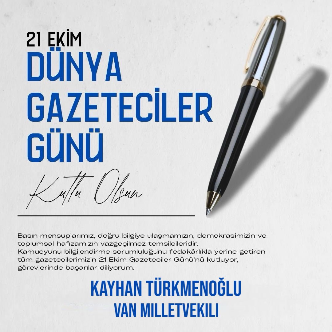 Basin mensuplarimiz, doğru bilgiye ulaşmamızın, demokrasimizin ve toplumsal hafizamizin vazgeçilmez temsilcileridir.

Kamuoyunu bilgilendirme sorumlulugunu fedakârlikla yerine getiren tüm gazetecilerimizin 21 Ekim Gazeteciler Günü'nü kutluyor, görevlerinde başarılar diliyorum.