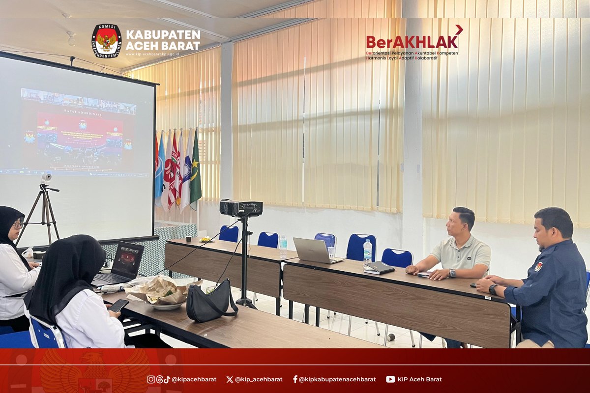 KIP_Acehbarat's tweet photo. Komisi Independen Pemilihan (KIP) Aceh Barat mengikuti Rapat Koordinasi Sinergitas KPU dan Aparat Penegak Hukum (APH) dalam penanganan serta penyelesaian kasus Tindak Pidana Korupsi (Tipikor) di lingkungan KPU Provinsi dan KPU Kabupaten/Kota. https://t.co/o7pLQFui15