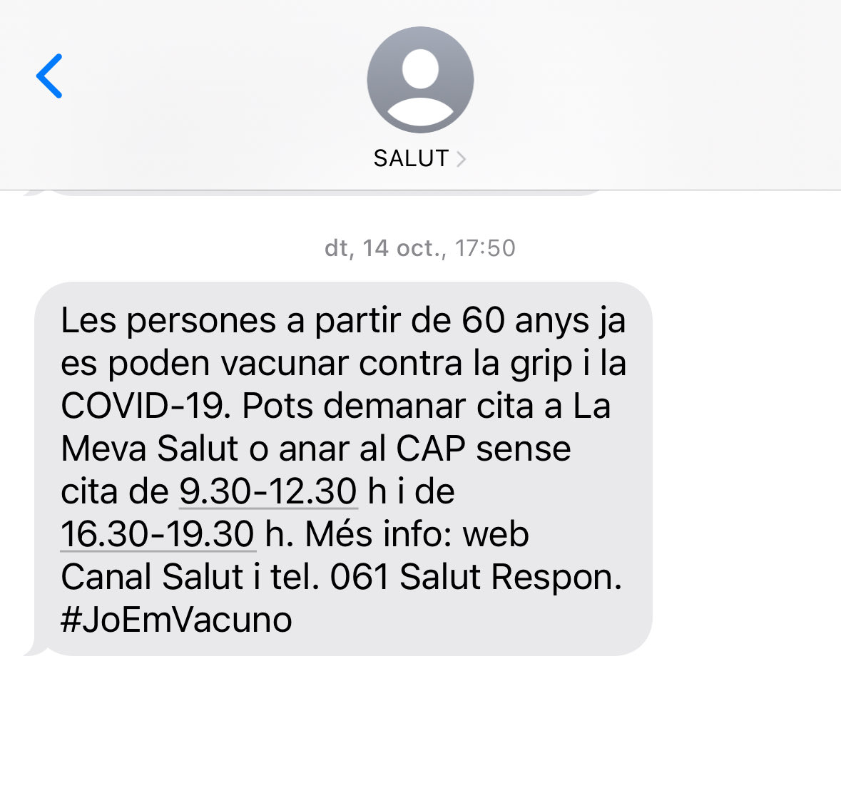 Rebem un missatge de <a href="/catsalut/">Catsalut</a> Anem al CAP sense cita i resulta que el missatge rebut està equivocat. No podeu enviar un nou missatge dient que només cita prèvia? #nocalperdreeltemps