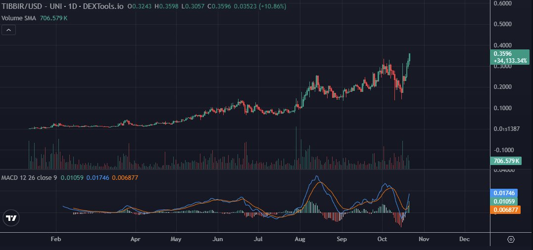 $TIBBIR price chart hitting new all-time high