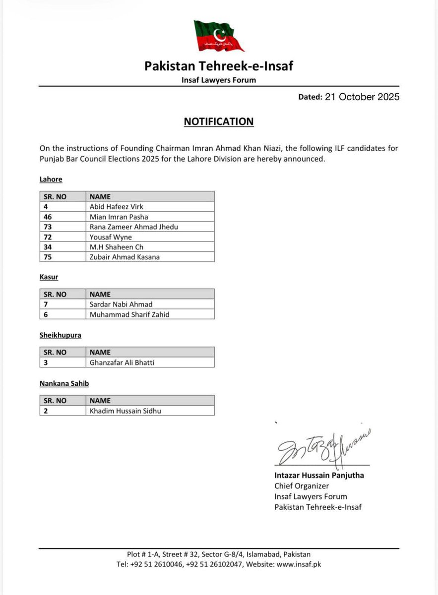 شجاعت جندران (@advshujaat_ilf) on Twitter photo الحمدللہ عمران خان کی ہدایت پر انصاف  لائیرز فورم کے نامزد امیدواران برائے پنجاب بار کونسل  الیکشن 2025 
ظلم کا بدلہ ووٹ سے الحمدللہ عمران خان کی ہدایت پر انصاف  لائیرز فورم کے نامزد امیدواران برائے پنجاب بار کونسل  الیکشن 2025 
ظلم کا بدلہ ووٹ سے