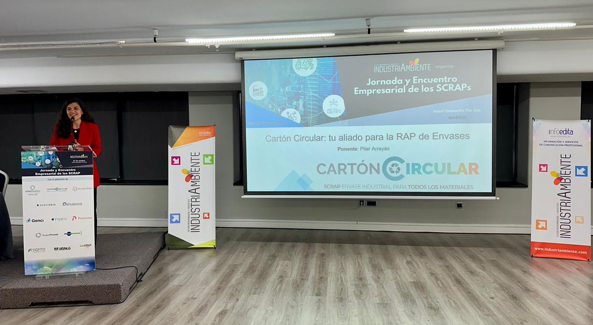 Carton_Circular's tweet image. 📢 Nuestra directora Pilar Arrayás ha participado en la Jornada y Encuentro Empresarial de los #SCRAP, organizada por @IndustriAmbiente, donde ha compartido tres mensajes clave sobre libertad, colaboración y compromiso con la economía circular. ♻️
#CartónCircular #JornadaSCRAP