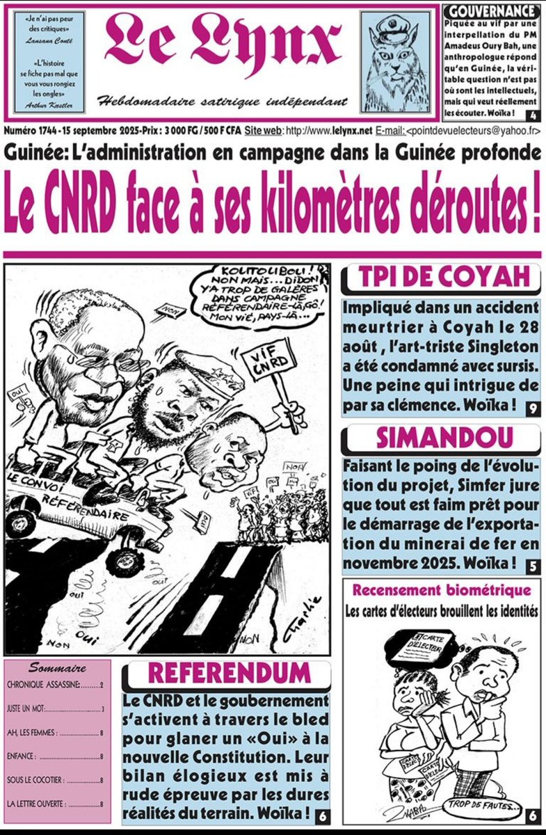 SidyYansane's tweet photo. Le président-général Doumbouya était encore adolescent que @LeLynxGN fatiguait déjà Fori-Coco Lansana Conté, le seul général qui ait oeuvré pour rassembler les Guinéens de toute origine autour ďune même nation. Soutien total aux confrères et consoeurs du satir'historique #Guinée https://t.co/3hh1mAwvPF