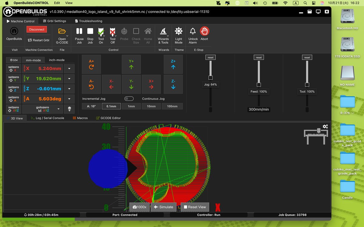 mactechlab's tweet image. デスクトップCNCルーター Genmitsu "Cubiko" はM1 MacBook Airにインストールした無料アプリ OpenBuilds CONTROLでオペレーションしています👍
#mactechlab
