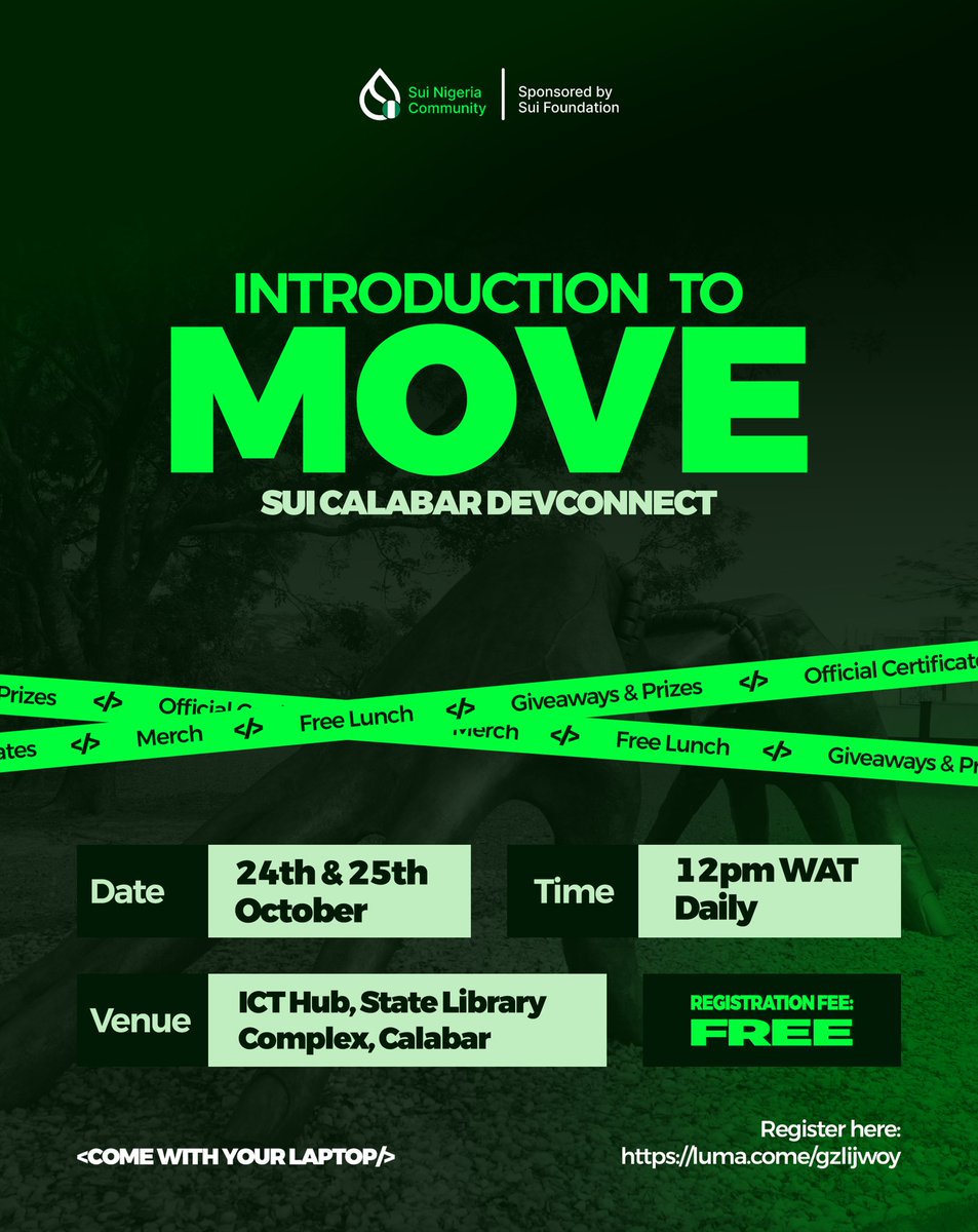 SuiNetworkNG's tweet image. This weekend is going to be a super packed one as we&apos;ve got events in Abia, Niger, Enugu, Calabar; most of these events are Dev-centric!

Don&apos;t be surprised when you start seeing real-time projects that would spark changes in Nigeria soon because these events are the bedrock on…