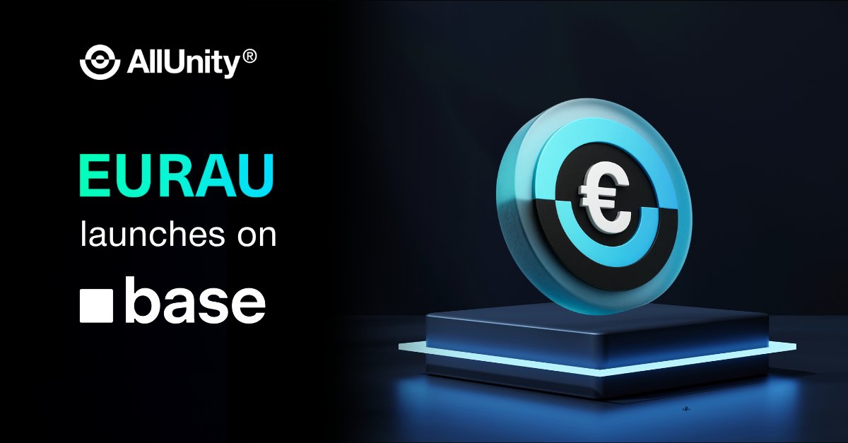 🚀 EURAU now live on <a href="/base/">Base</a> by <a href="/coinbase/">Coinbase 🛡️</a>

🔹 Euro-backed payments, trading &amp; treasury on a low-cost Layer 2 
🔹 Regulated, 100% reserved, MiCAR-aligned   

#Coinbase #AllUnity #EURAU #FutureOfFinance #EuroStablecoin 

For marketing purposes only. No regulatory review or approval.