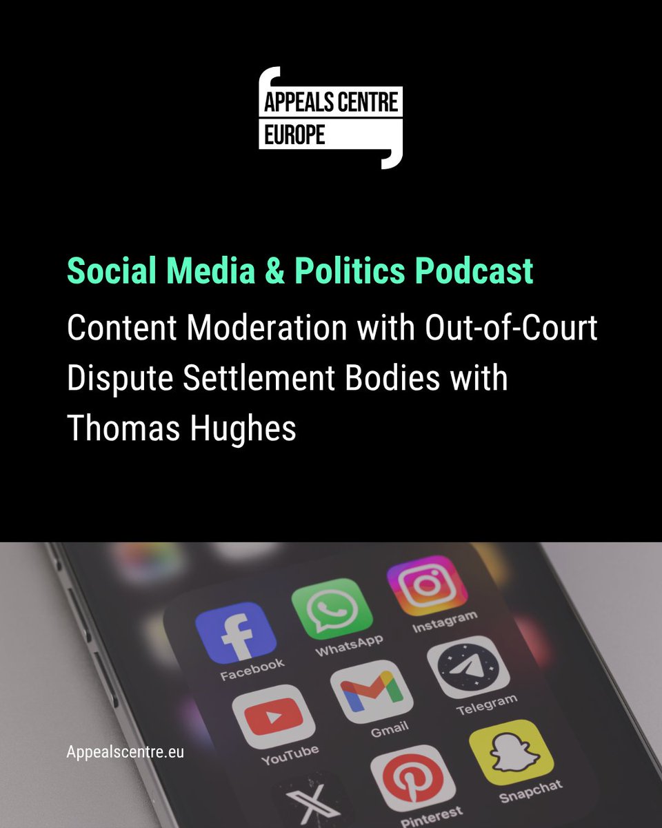 Thomas Hughes, CEO of Appeals Centre Europe joined Michael Bossetta on the <a href="/SMandPPodcast/">SMandPPodcast🎙</a>. They cover some of the high-level details of our first year including how many disputes were submitted, from which platform and what types of content. socialmediaandpolitics.org/out-of-court-d… #AppealsCentre