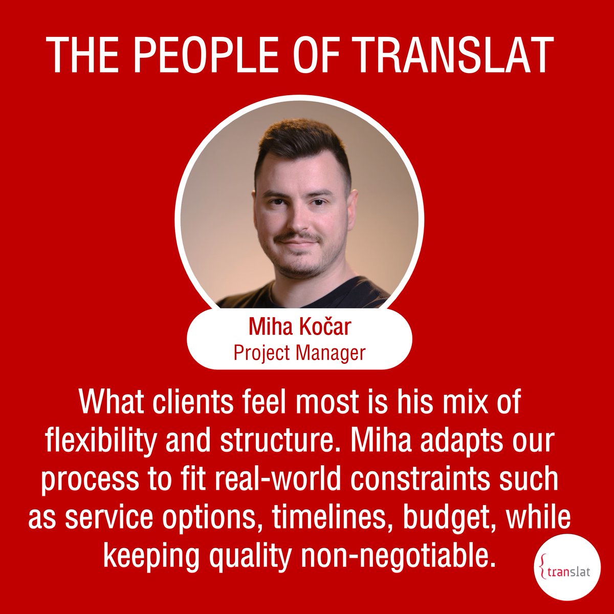 TRANSLAT's tweet image. 🧑 Every seamless delivery starts with someone who makes complexity feel simple. At Translat, that’s Miha.
Read more on the image 👇
#languagesolutions #translation #localization #interpreting #globalexpansion #legaltranslation #fintech #medtech #lifesciences #LSP #qualitymatters