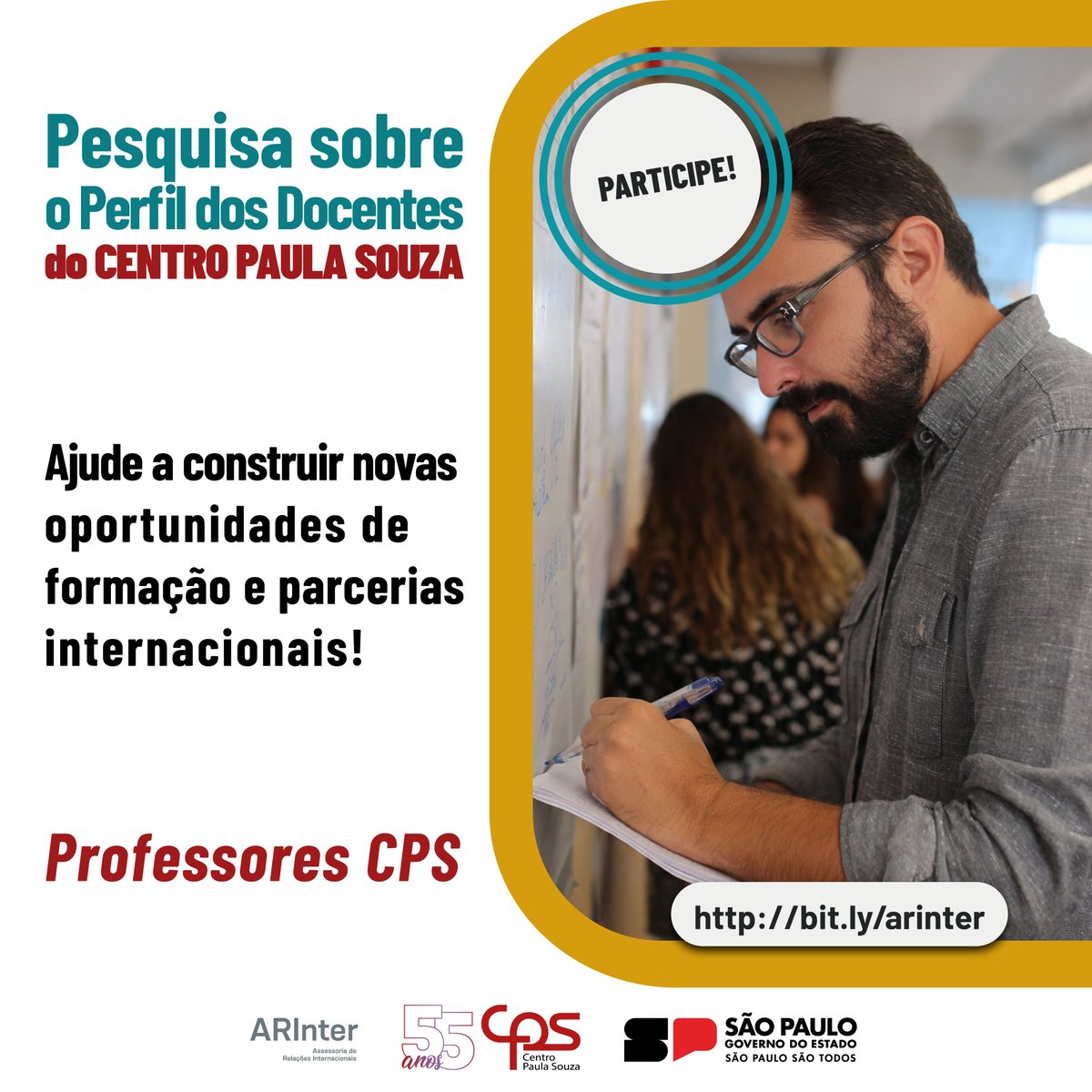 arintercps's tweet image. 🚀 Professores das Etecs e Fatecs, precisamos de você!
 
👉 Participe e ajude a construir novas oportunidades de formação e parcerias internacionais!
Responda aqui: forms.gle/wD8zKDa4tPPQPt…
 
@arintercps #arintercps