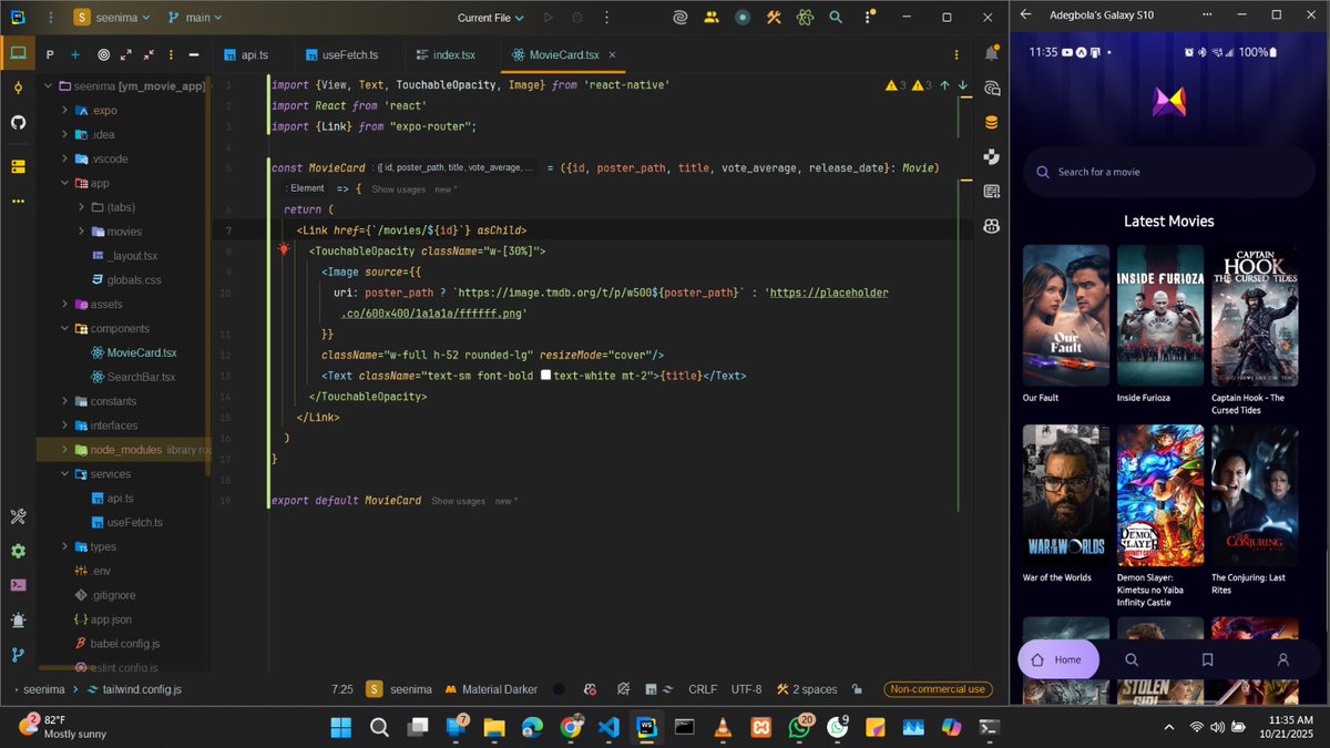 yorubamerlin_'s tweet image. So, I decided to pick up mobile app dev and started React Native yesterday
It's fun and easy to learn, especially when you already know React
This is Seenima, a small app for practice, more info later
Hopefully, I'll work on a bigger project soon and share my progress
Toodles