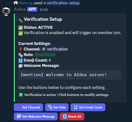 myAIdea's tweet image. New module for anyone trying to make bots harder life.
How to do that? Create a new kind of verification bot ;)
Here's one for you to use for FREE. 
Easy to set up, clean and working fast. The #aidea is to click the required buttons with emoji.
Easy for human, harder for bots.