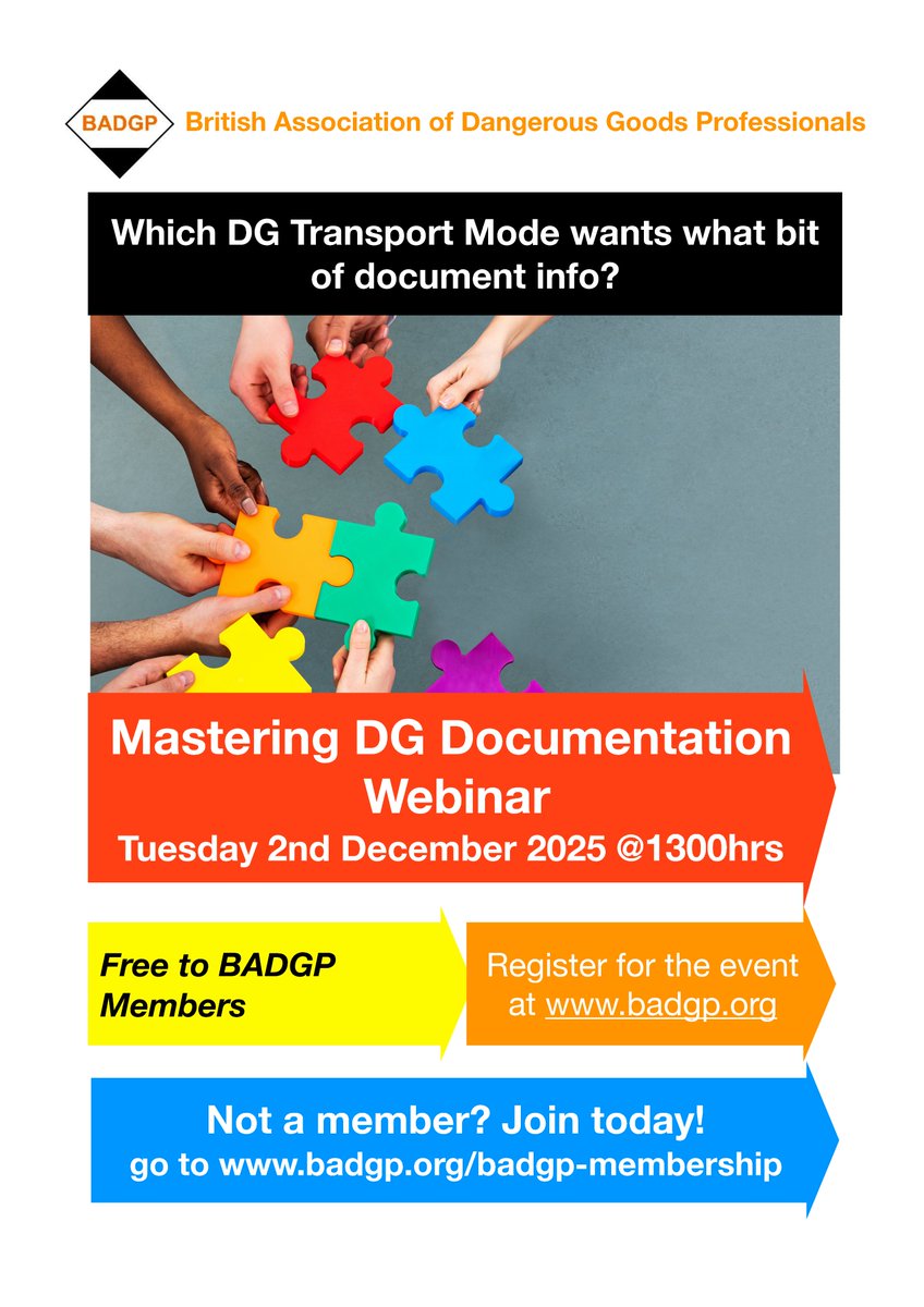 BADGP Webinar ‘Mastering Dangerous Goods Documentation’ on Tuesday 2nd December at 1pm GMT.

To register for the webinar, please visit: badgp.org/event-5914039

Questions? Please contact: enquiries@badgp.org

#badgp #dgsa #dangerousgoods #transport #transportdocumentation