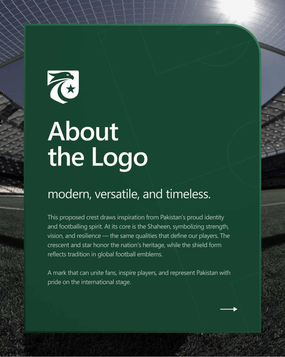 InsideFtblPK's tweet image. We at Inside Football Pakistan (IFP) designed a new Pakistan Football Federation (PFF) logo — one that reflects strength, heritage, and modernity, while honoring the Shaheen spirit of Pakistan football. 🇵🇰⚽

It’s one of three logos that were presented to the PFF. 👇