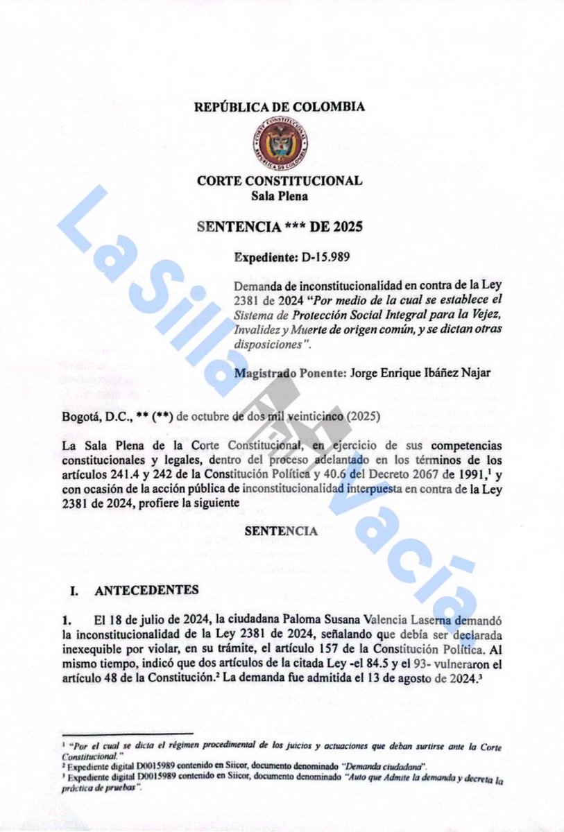 PalomaValenciaL's tweet photo. La ponencia del Magistrado Ibáñez confirma que la Cámara no subsanó el vicio de la Reforma Pensional.

A pesar que lo advertimos en las sesiones extraordinarias de junio, el Gobierno no quiso esperar a que la Corte publicara el Auto y supiera qué debía hacer. 

Al igual que en junio de 2024, tramitaron la pensional a las patadas, sin escuchar a la oposición, sin permitir que se discutieran las proposiciones y sin buscar acuerdos. Abro hilo: