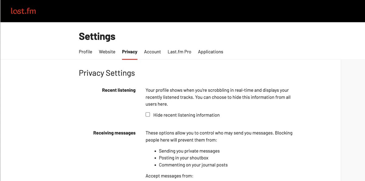 JRJ (@letsbegoodhuman) on Twitter photo Those of you having issues with lastfm on the BCD app, check your lastfm settings-privacy to make sure you don't have the 'hide recent listening information' box ticked.
b-cd.app Those of you having issues with lastfm on the BCD app, check your lastfm settings-privacy to make sure you don't have the 'hide recent listening information' box ticked.
b-cd.app