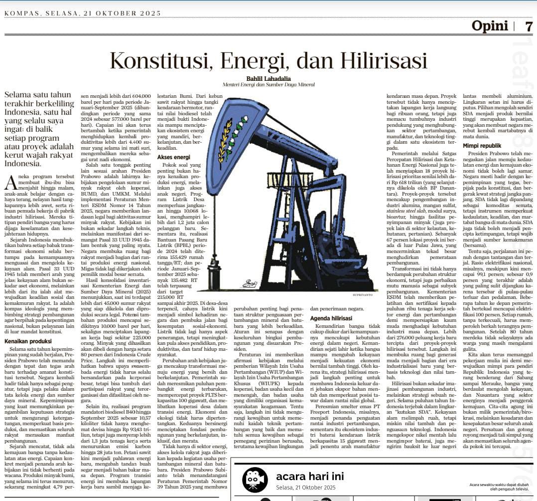 roan_gylberth's tweet image. Tulisan Bahlil Lahadalia di Kompas hari ini.