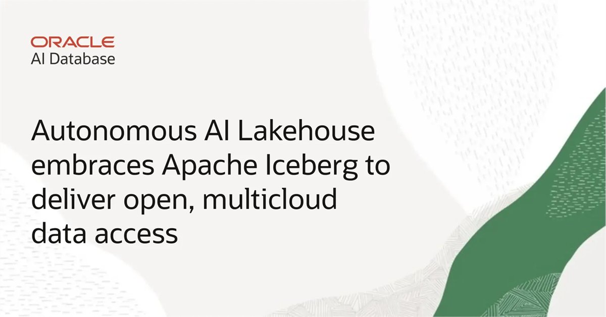 ymoricea's tweet image. Autonomous #AI Lakehouse gives you the best of both worlds in a unified AI and data platform: Apache Iceberg's openness and @Oracle AI Autonomous Database’s performance, reliability, and trust.
#autonomousdatabase #ApacheIceberg
social.ora.cl/6015AA1Z3