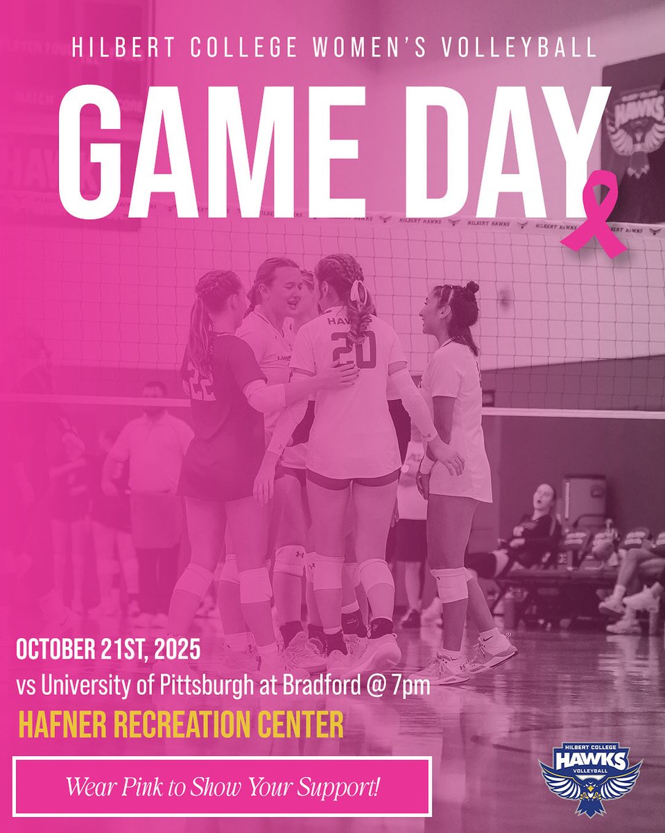 💕 DIG PINK GAME 💕 The Hawks are home to take on Pitt-Bradford in conference play!!! WEAR PINK AND PACK THE NEST 🩷🩷🩷🩷🩷 #hawkyeah #rollbirds #gobirds #volleyball #womensvolleyball #ncaa #ncaavolleyball #ncaavb #ncaawomensvolleyball #ncaad3 #ncaadivision3 #ncaadivisioniii
